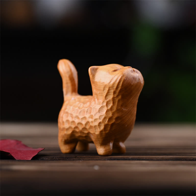 Green Sandalwood Cat 9.5cm Zen Decor for Protection & Calm