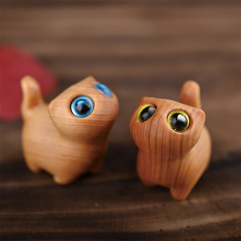 Green Sandalwood Lucky Cat Figurine for Positive Energy