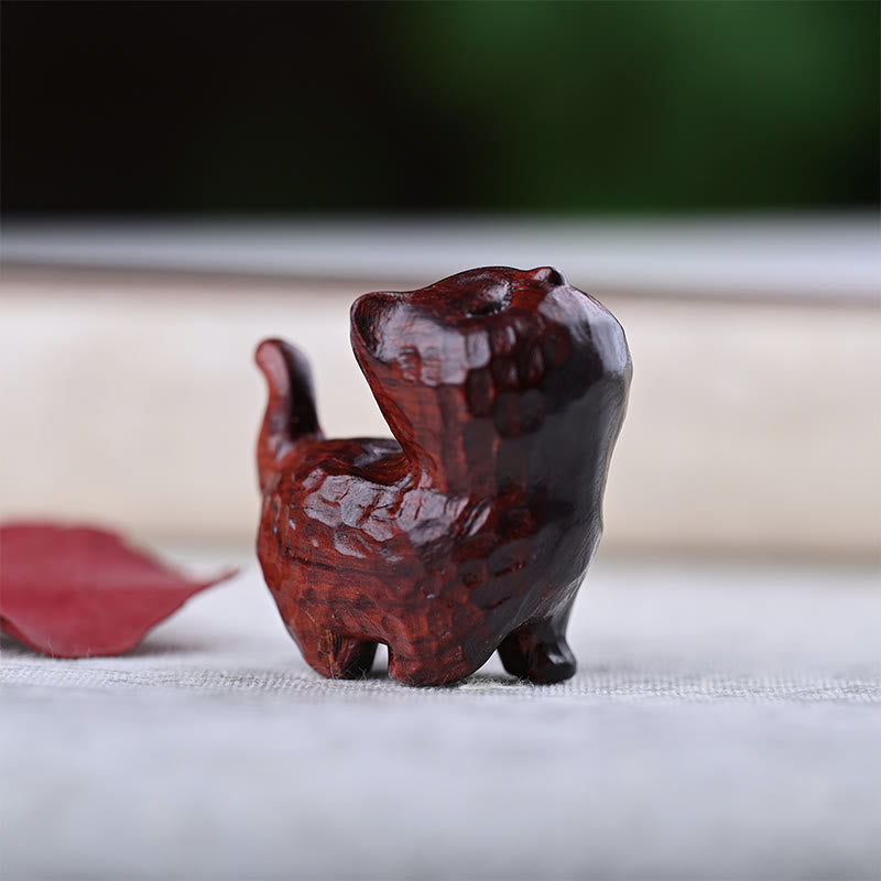 Green Sandalwood Lucky Cat Figurine for Positive Energy