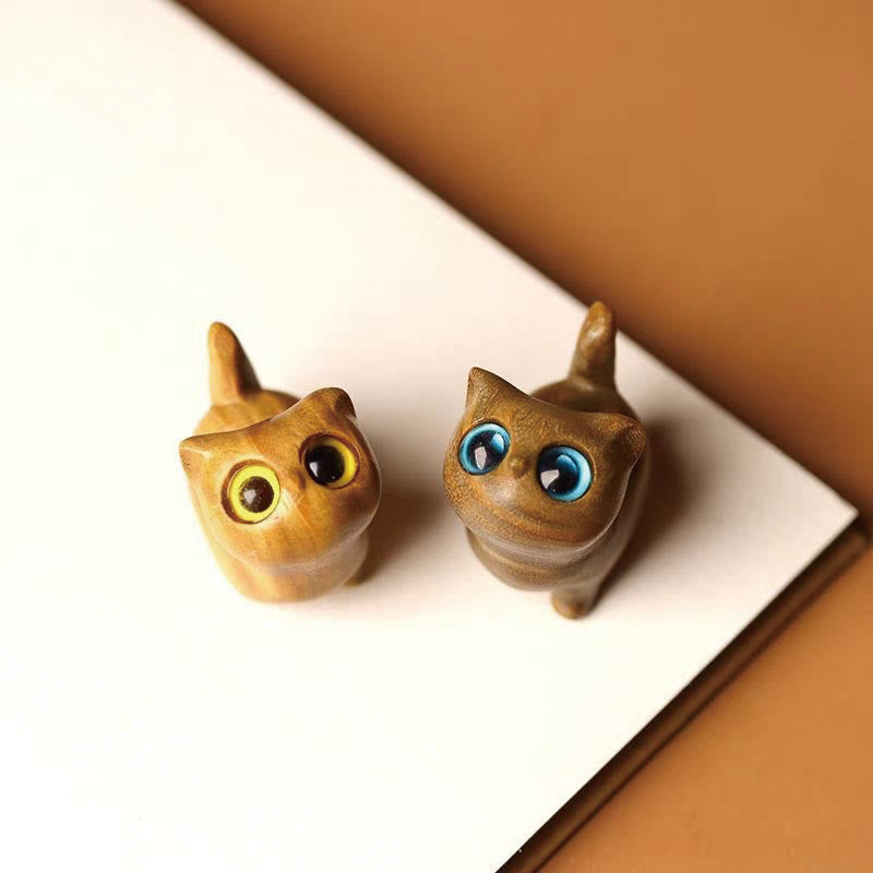Green Sandalwood Lucky Cat Figurine for Positive Energy