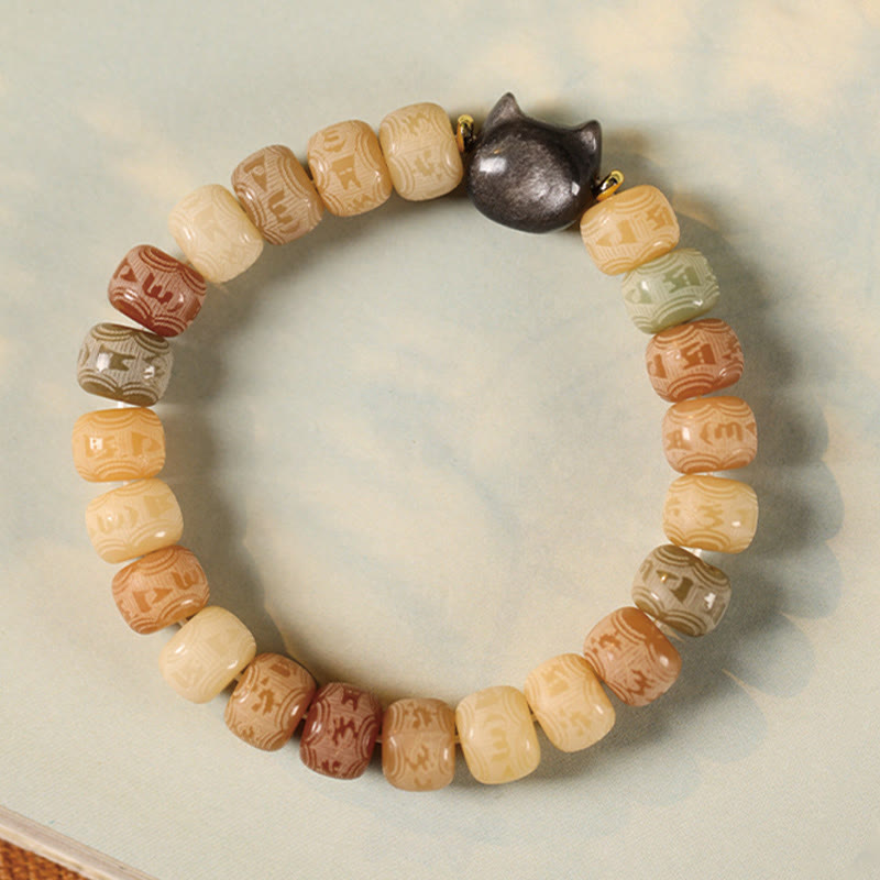 Bodhi Seed & Obsidian Cat Head Wisdom Bracelet