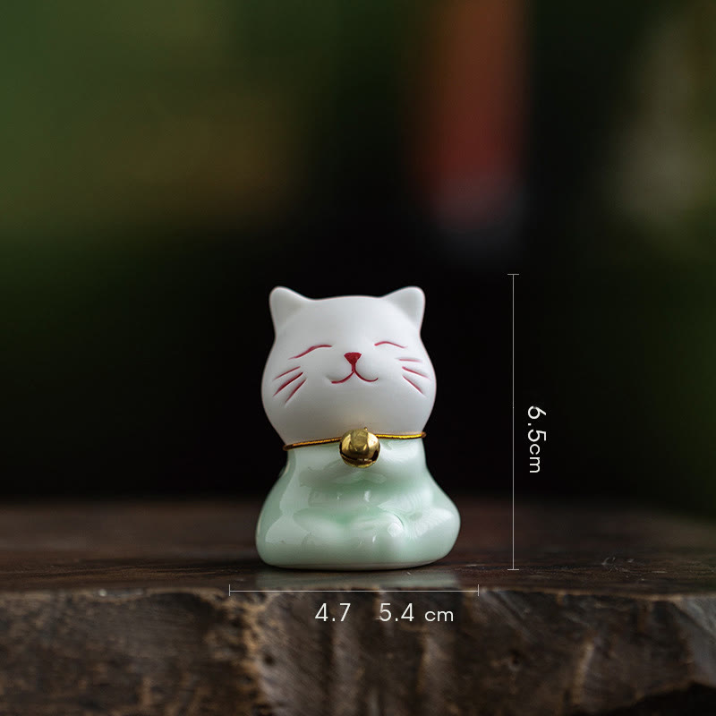 Mini Cute Cat Ceramic Figurine 4.7cm Spiritual Animal Décor