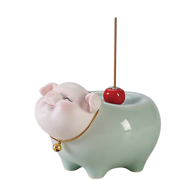 Ceramic Little Pig Incense Burner 9cm Blessing Stick
