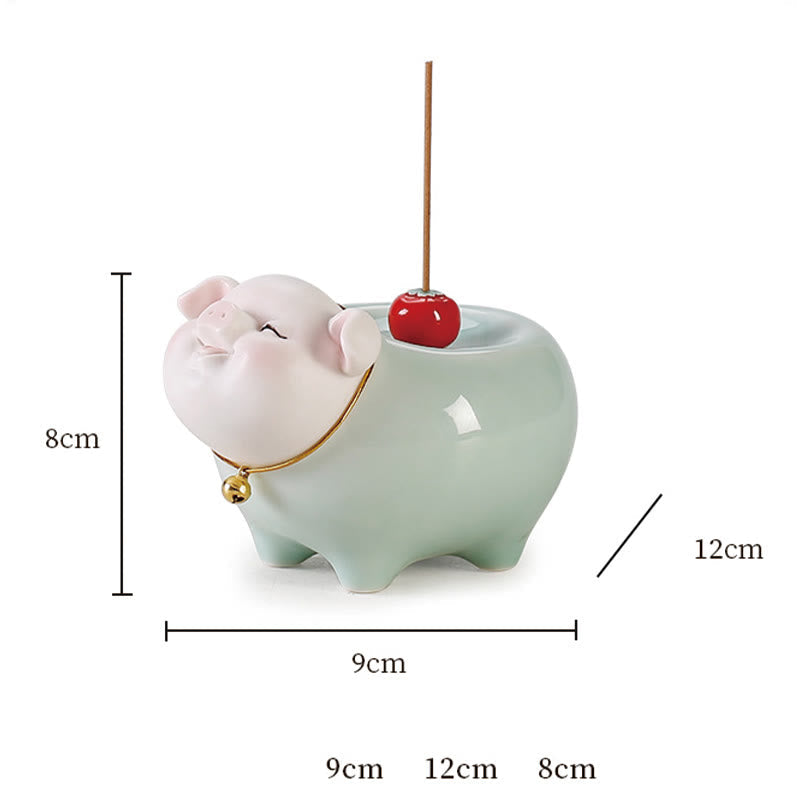 Ceramic Little Pig Incense Burner 9cm Blessing Stick
