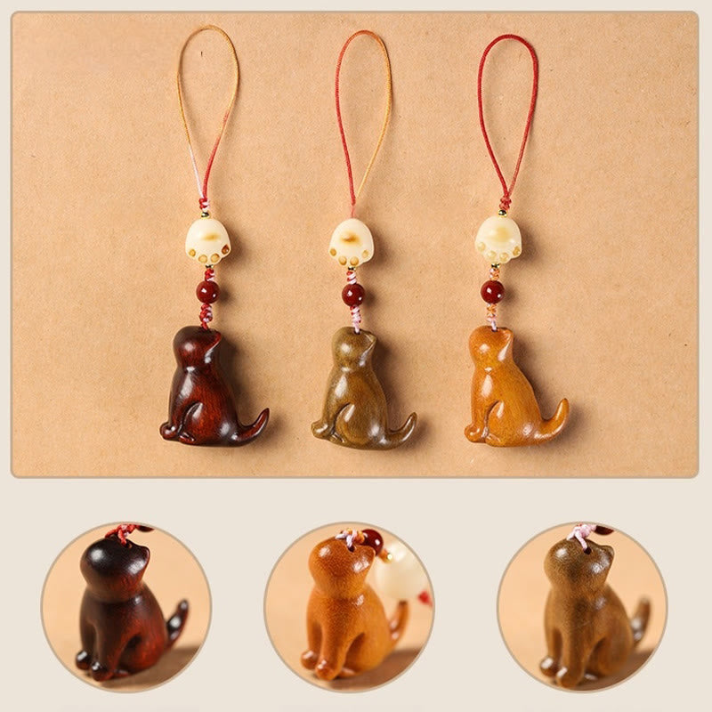 Small Leaf Red Sandalwood Soothing Cat Decoration 11cm