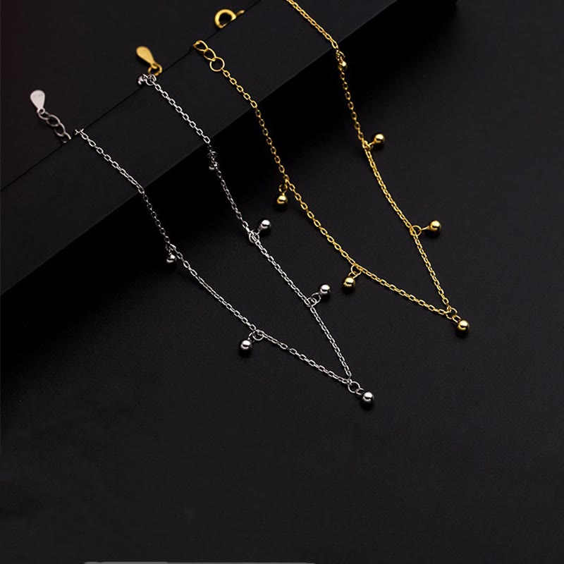925 Sterling Silver Small Beads Protection Anklet