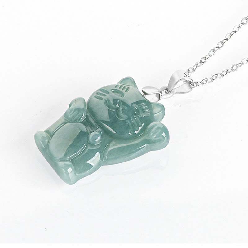 Jade Lucky Cat Abundance Necklace