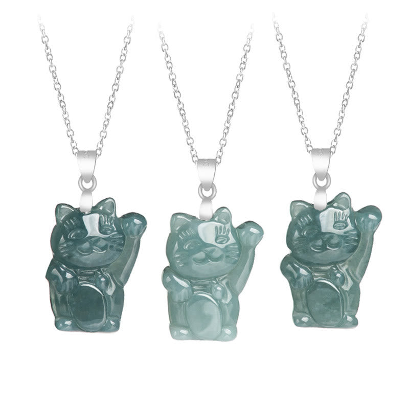 Jade Lucky Cat Abundance Necklace