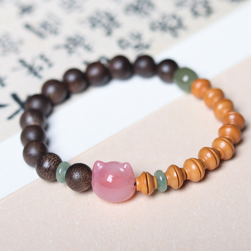 6mm Agarwood Agate Cat Balance Bracelet
