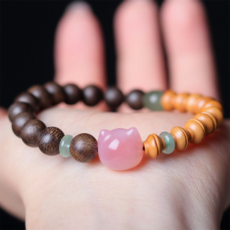 6mm Agarwood Agate Cat Balance Bracelet