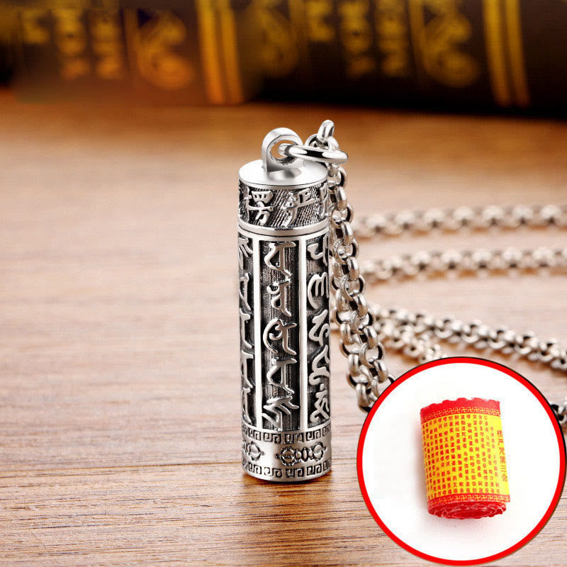 Om Mani Padme Hum Copper Plated Silver Peace Necklace