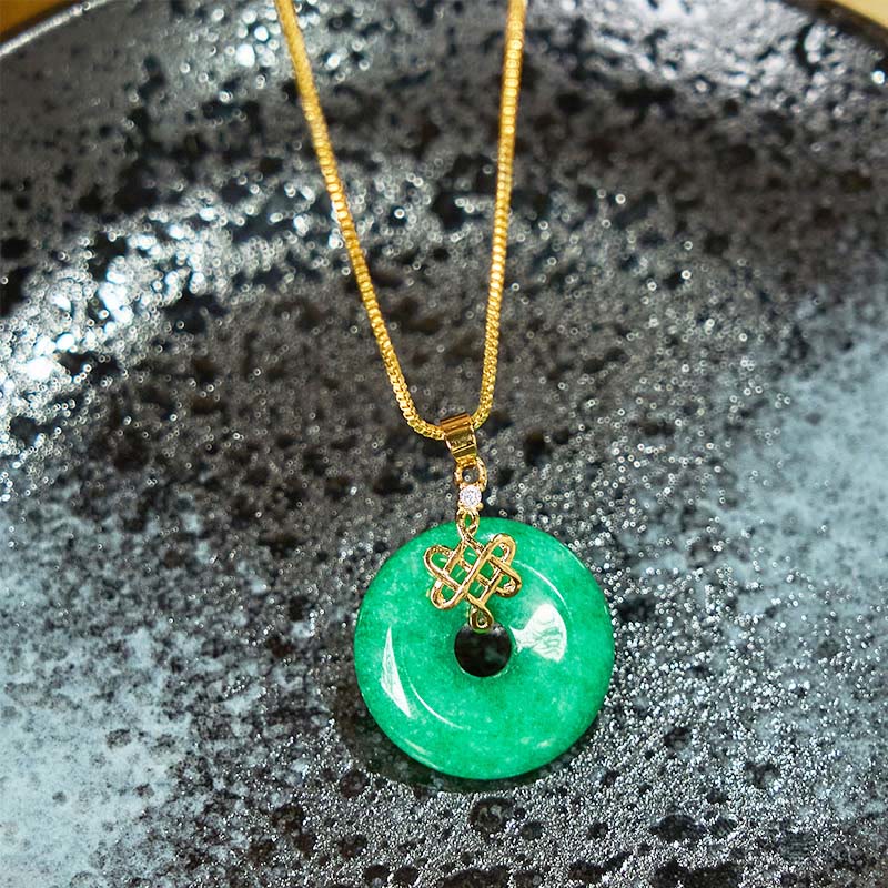 Cyan Jade Success Peace Buckle Pendant Necklace