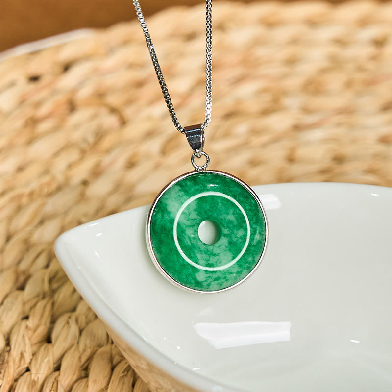 Unisex Cyan Jade Peace Buckle Necklace for Healing & Luck