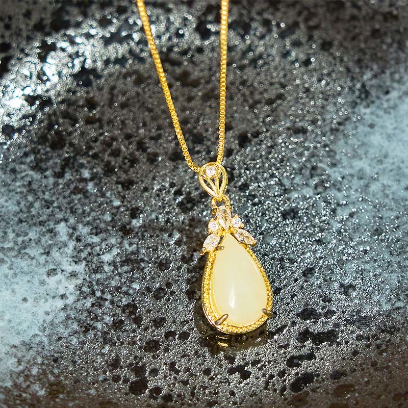 Protection Happiness Hetian White Jade Necklace Pendant