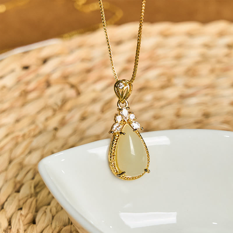 Protection Happiness Hetian White Jade Necklace Pendant