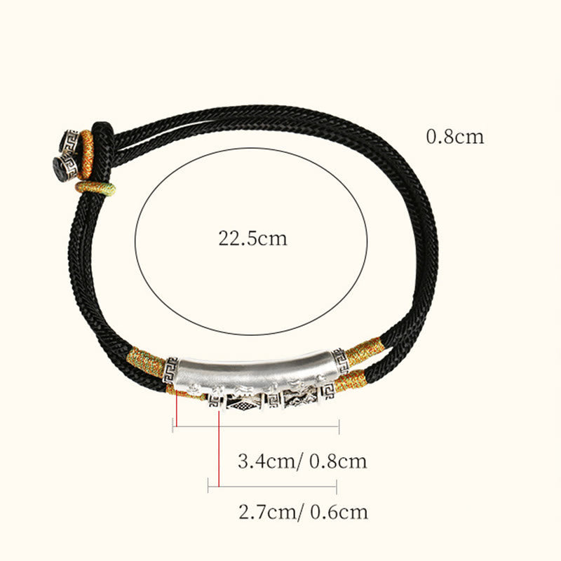 Om Mani Padme Hum Sterling Silver Double Hand Woven Bracelet