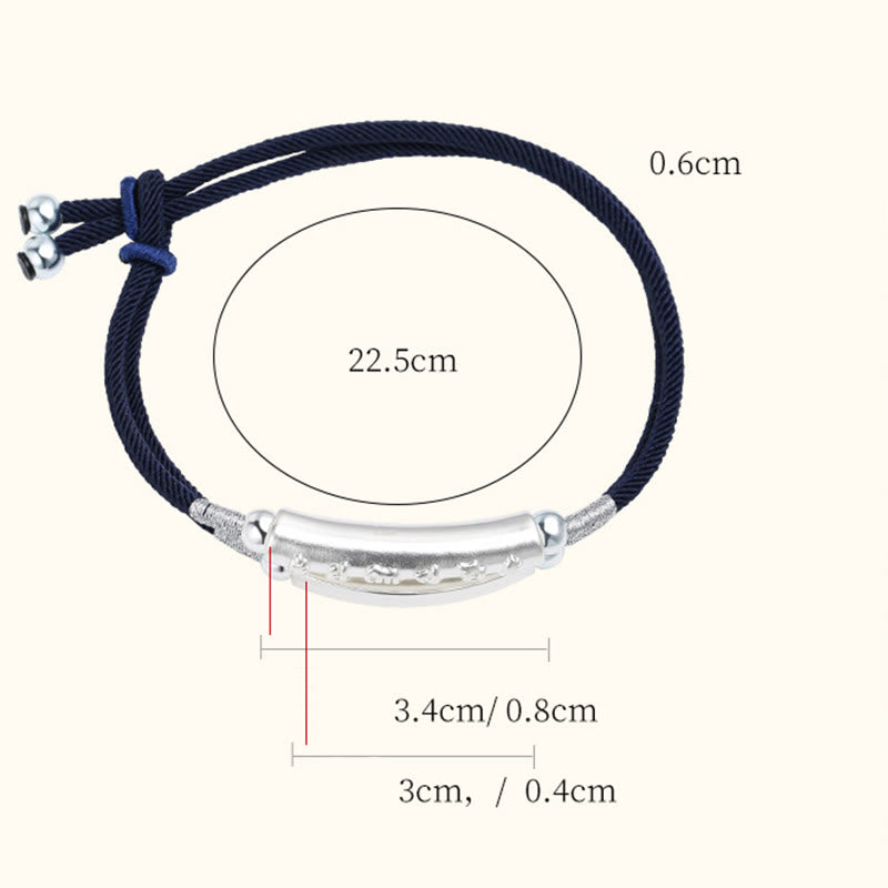 Om Mani Padme Hum Sterling Silver Double Hand Woven Bracelet