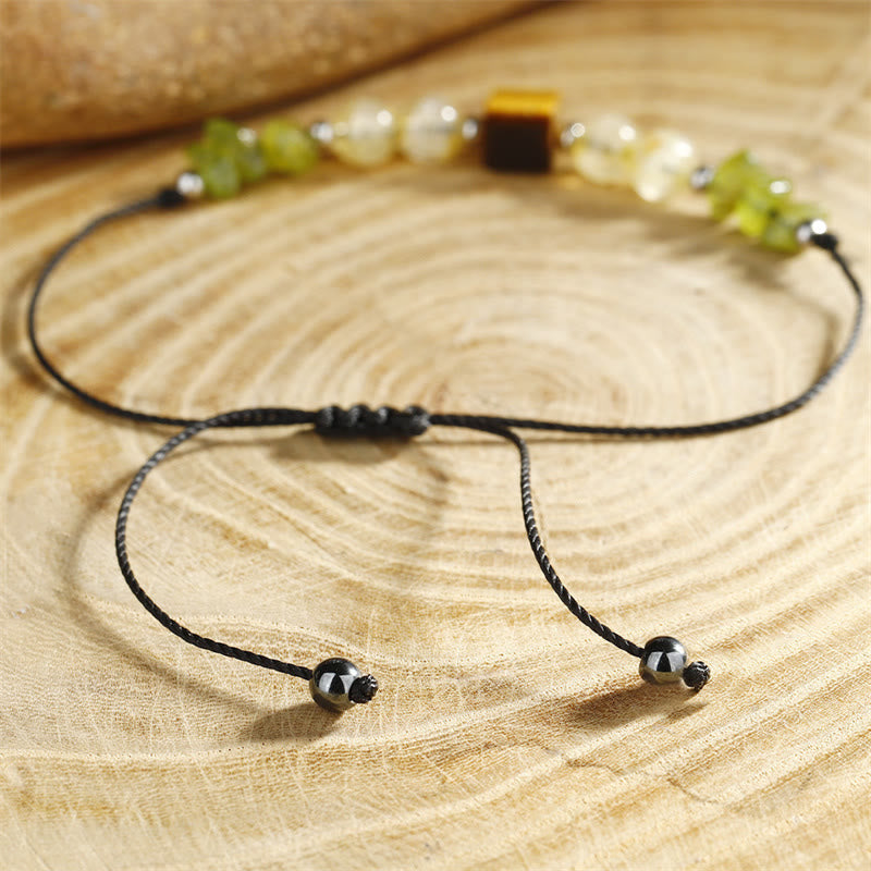 Find Your Joy Peridot Citrine Tiger Eye Rope Bracelet
