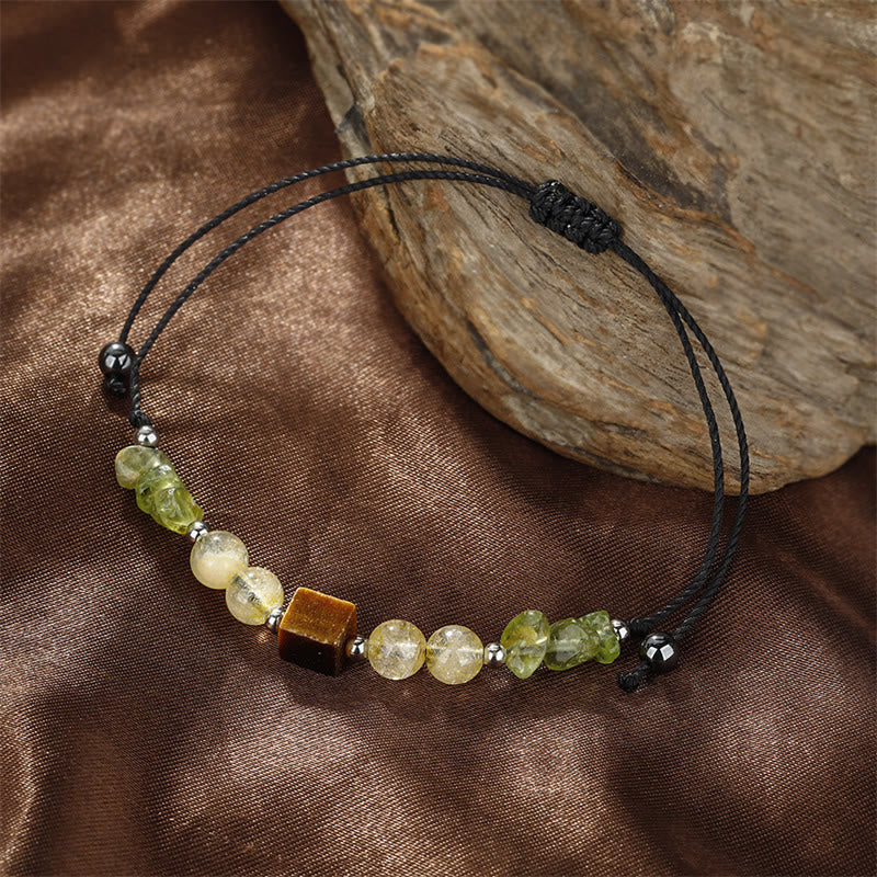 Find Your Joy Peridot Citrine Tiger Eye Rope Bracelet