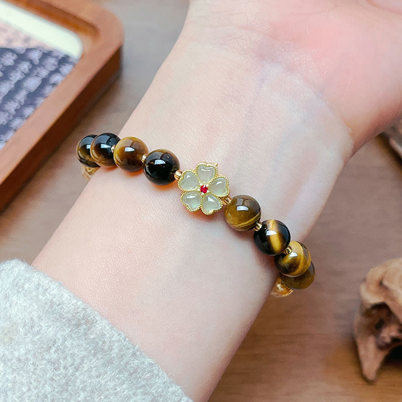 8mm Tiger Eye Citrine Courage Bracelet for Protection