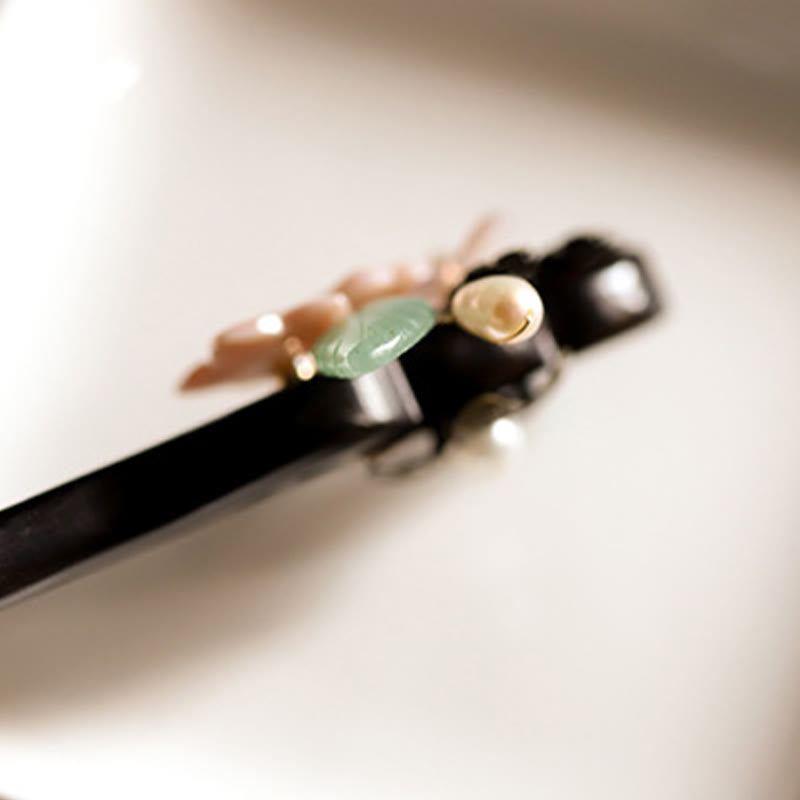 Ebony Shell Flower Blessing Hairpin | Chinese Hairpins