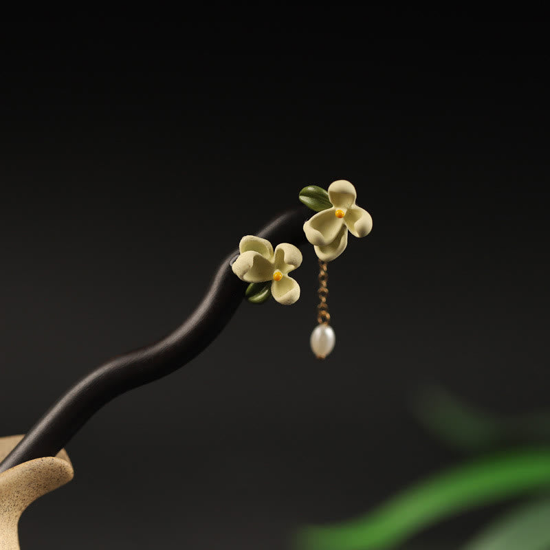 Ebony Gardenia Tassel Chinese Hairpin for Courage | Healing Sounds