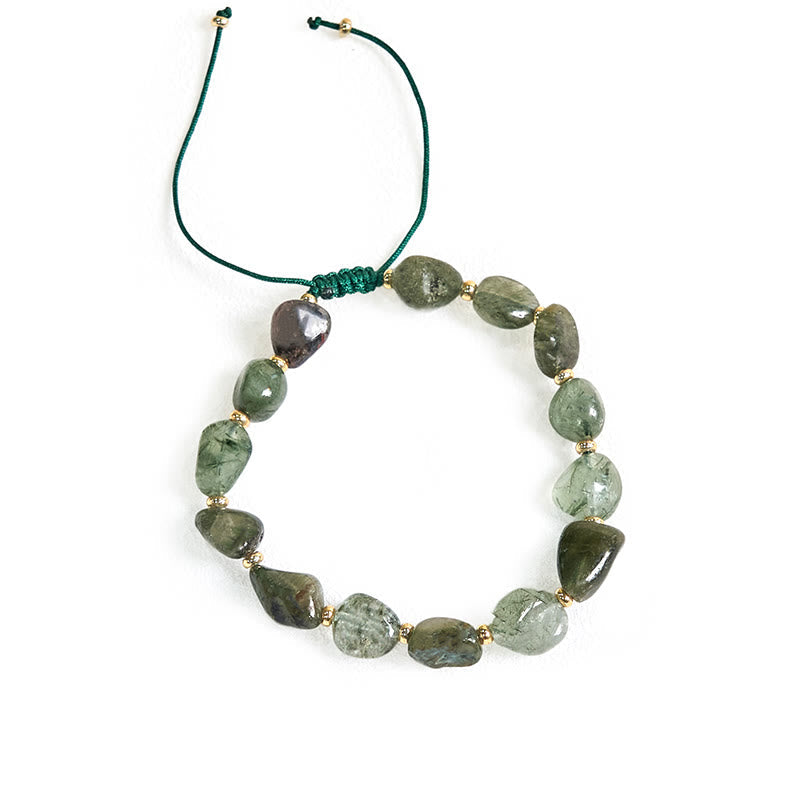 6-10mm Green Rutilated Quartz Protection Bracelet for Women