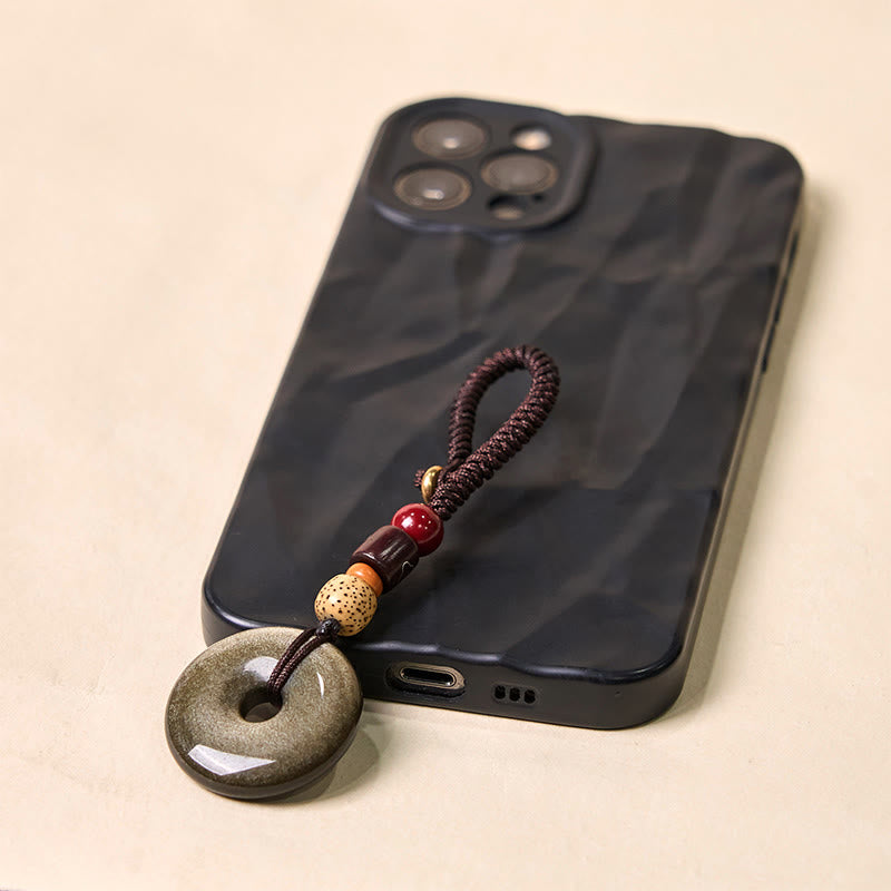 Gold Sheen Obsidian Peace Buckle Keychain for Protection