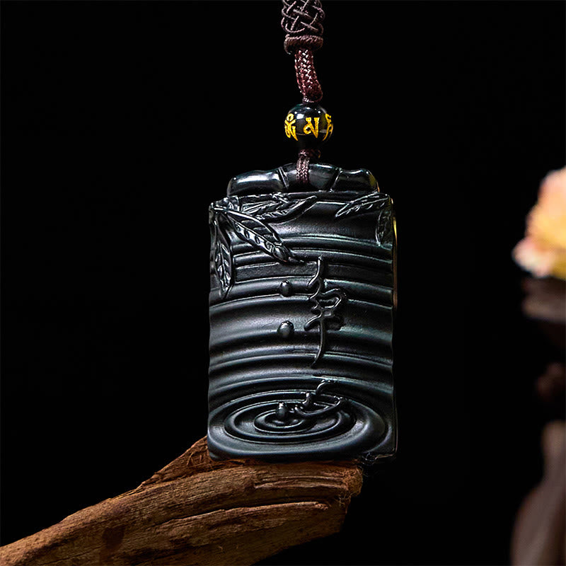 Black Obsidian Fulfillment Necklace Pendant 65cm Rope