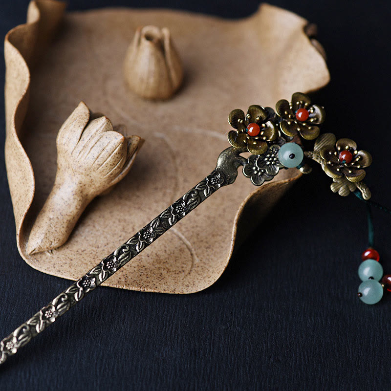 Green Aventurine and Red Agate Soothing Hairpin 16cm