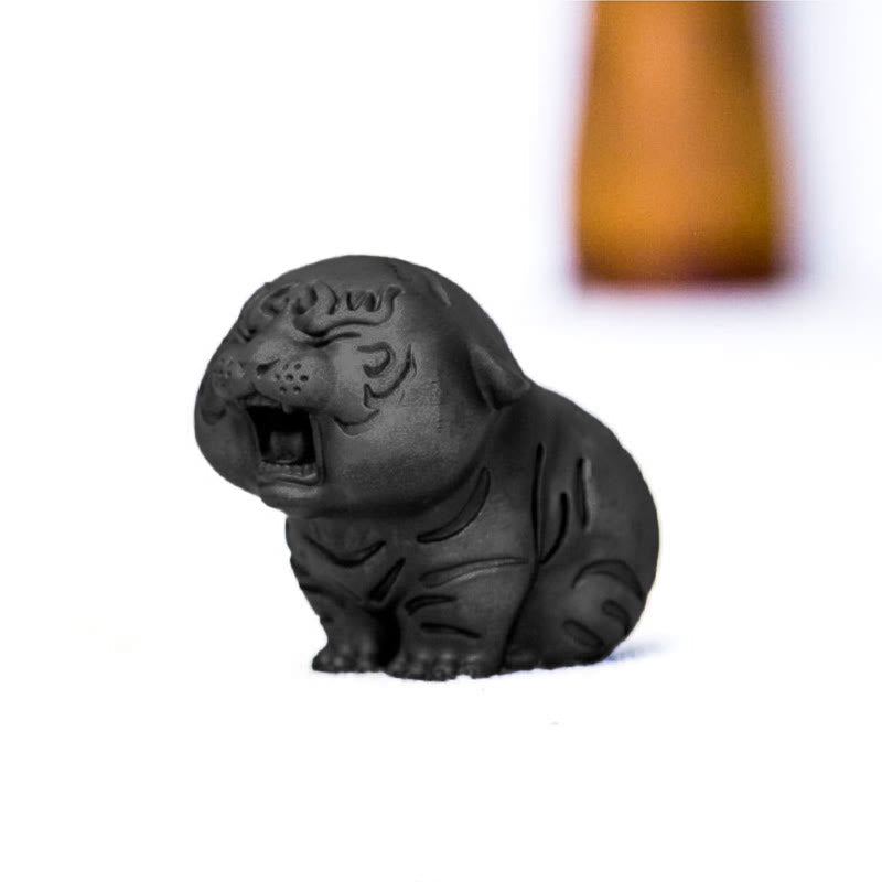 Mini Cute Tiger Iron Resin Statue - Spiritual Animal Figurine