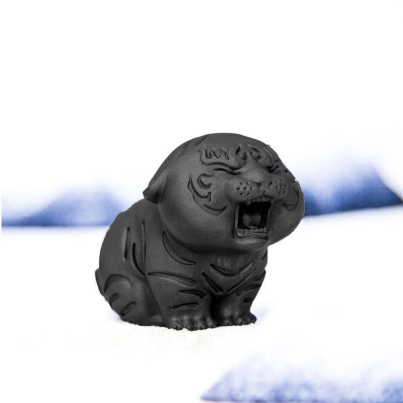 Mini Cute Tiger Iron Resin Statue - Spiritual Animal Figurine