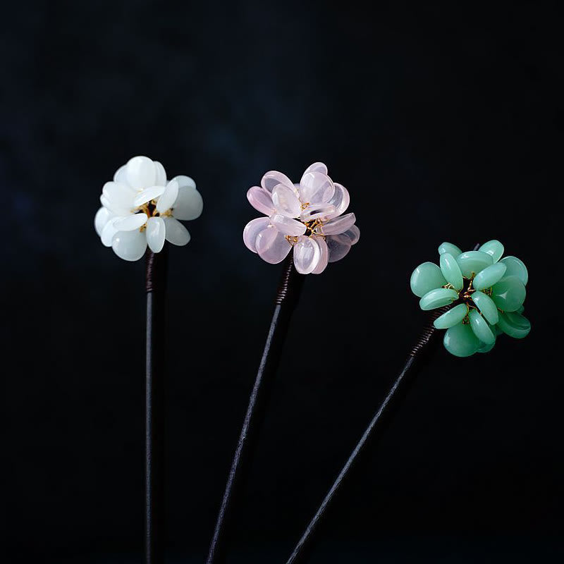Grain Wood Liuli Hydrangea Flower Chinese Hairpin Symbolism