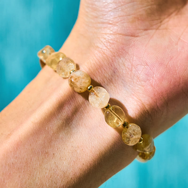 6-10mm Citrine Happiness Bracelet for Women - Handmade Prosperity