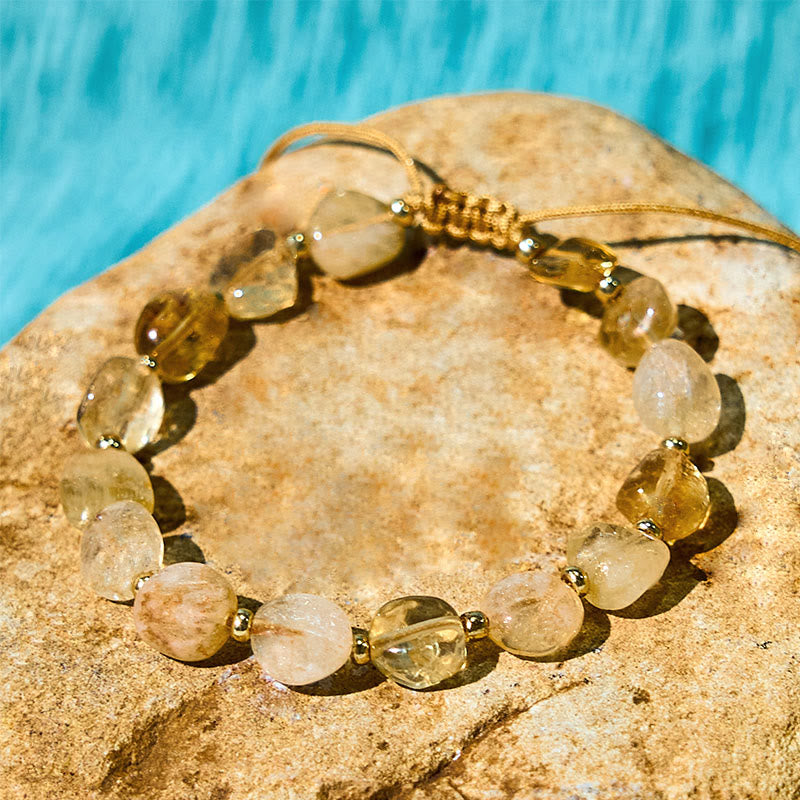 6-10mm Citrine Happiness Bracelet for Women - Handmade Prosperity