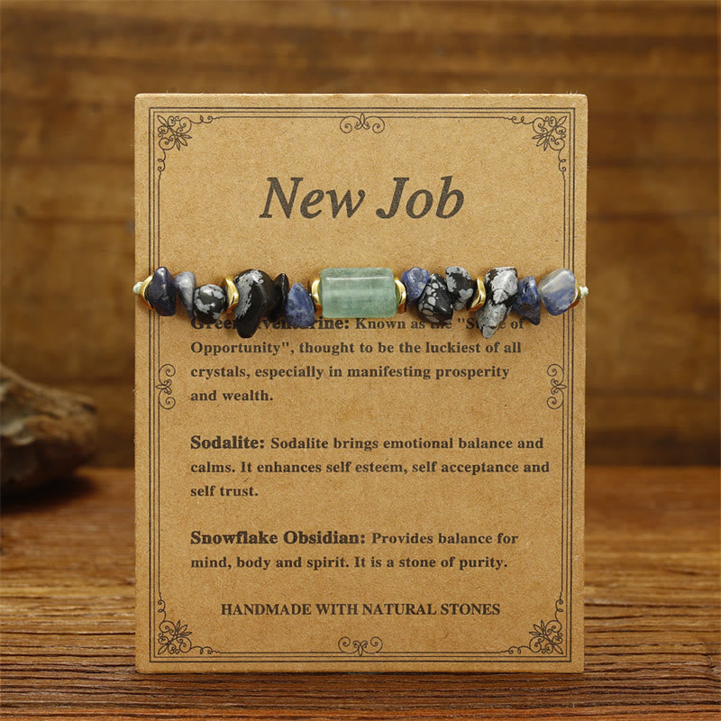 New Job Obsidian Bracelet with Green Aventurine & Sodalite for Luck