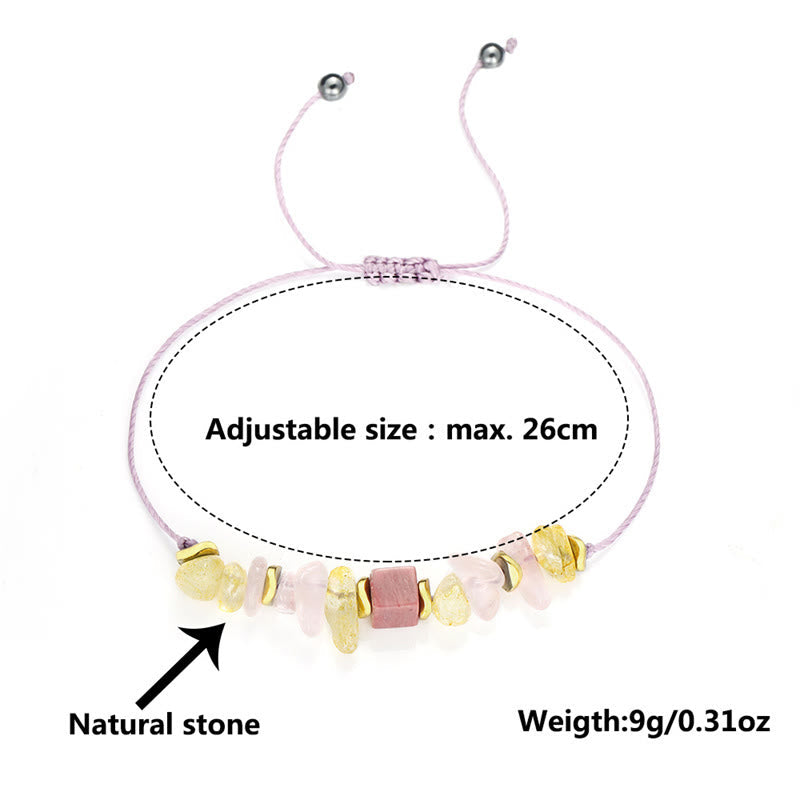Rose Quartz Citrine Rhodonite Thank You Bracelet 14-24cm