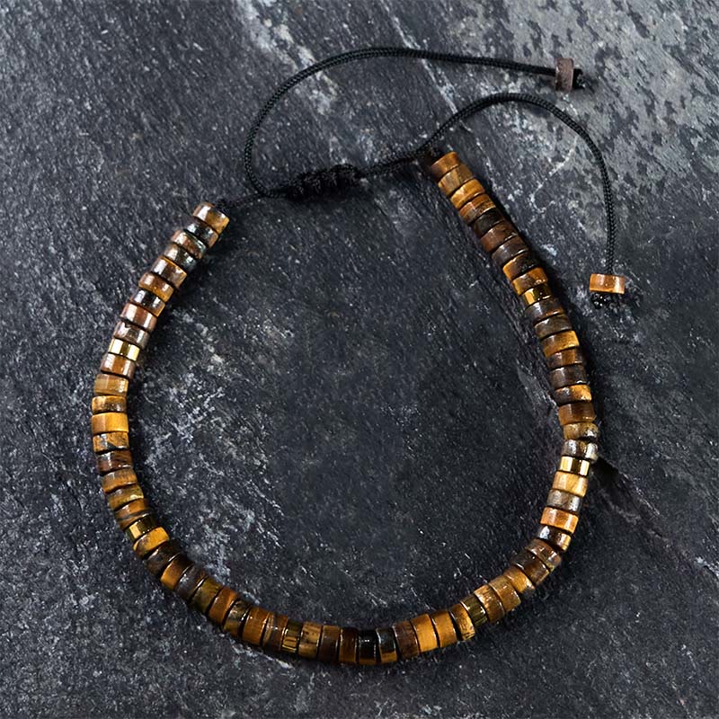 Tiger Eye Courage Bracelet with 4x2mm Spacer Beads Protection