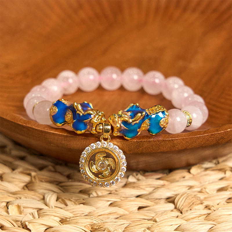 8mm Pink Crystal Color Change Pixiu Warmth Bracelet