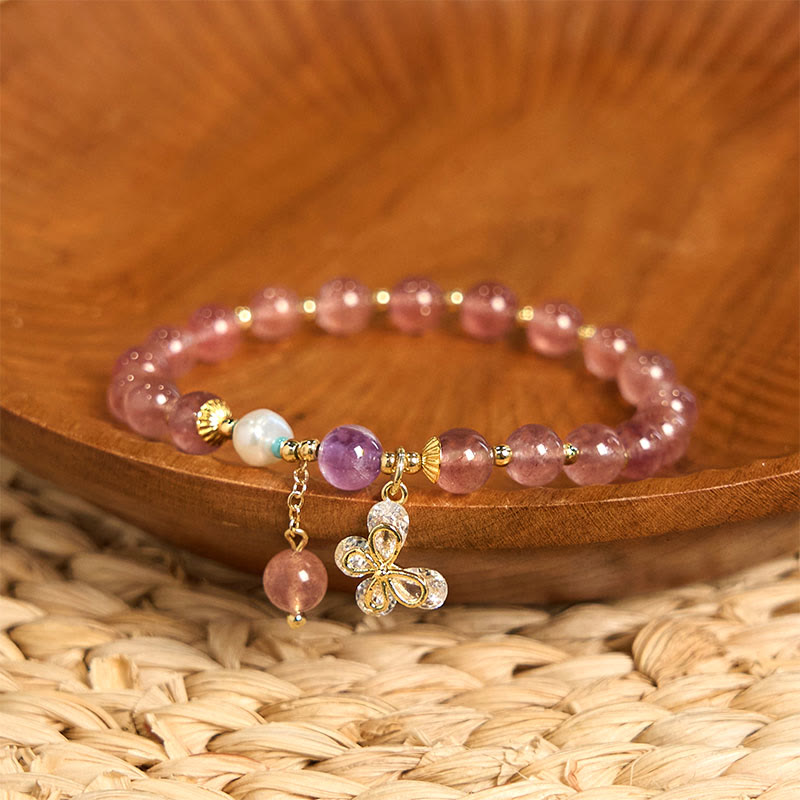 6mm Strawberry Quartz Love Healing Bracelet for Women