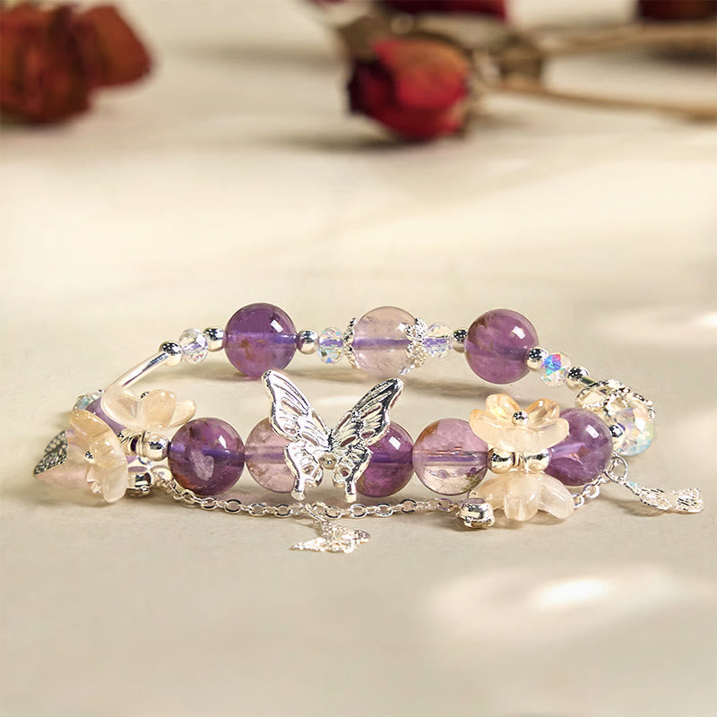 8mm Purple Phantom Amethyst Wisdom Bracelet for Women