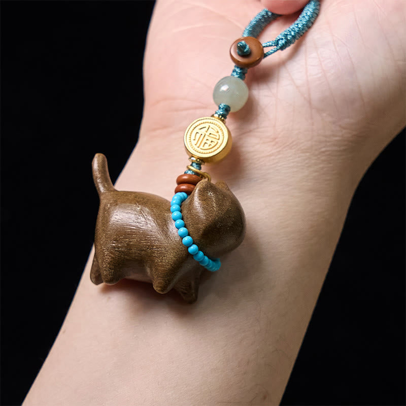 Hetian Jade & Sandalwood Fu Abundance Spiritual Key Chain