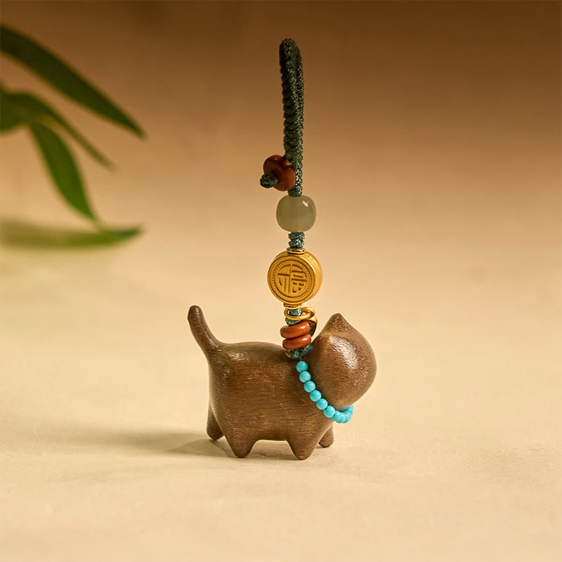 Hetian Jade & Sandalwood Fu Abundance Spiritual Key Chain