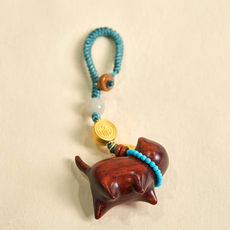 Hetian Jade & Sandalwood Fu Abundance Spiritual Key Chain