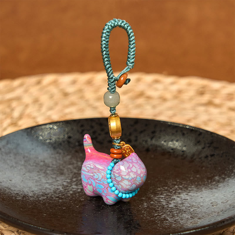 Hetian Jade & Sandalwood Fu Abundance Spiritual Key Chain