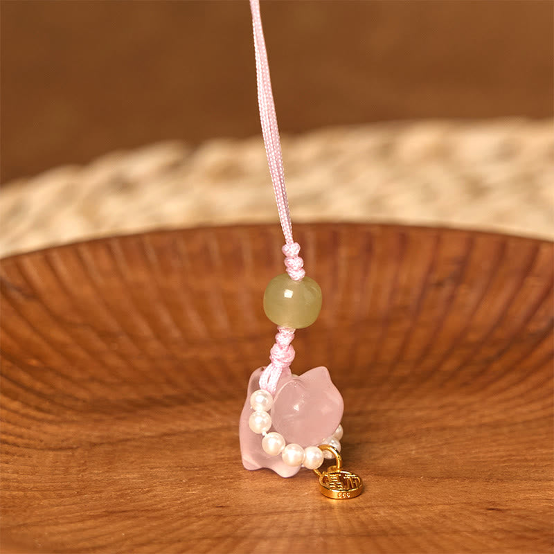 Pink Crystal Amethyst Citrine Fu Character Spiritual Hanging Decoration