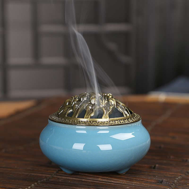 Colorful Ceramic Incense Burner | 4in Porcelain Burner