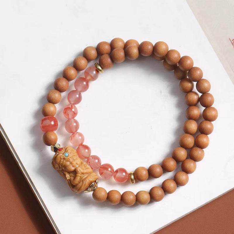 South Red Agate Sandalwood Bracelet for Wealth and Protection