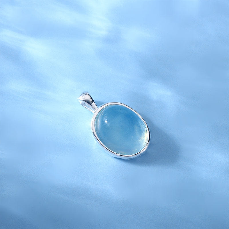 Authentic Sterling Silver Aquamarine Necklace for Peace