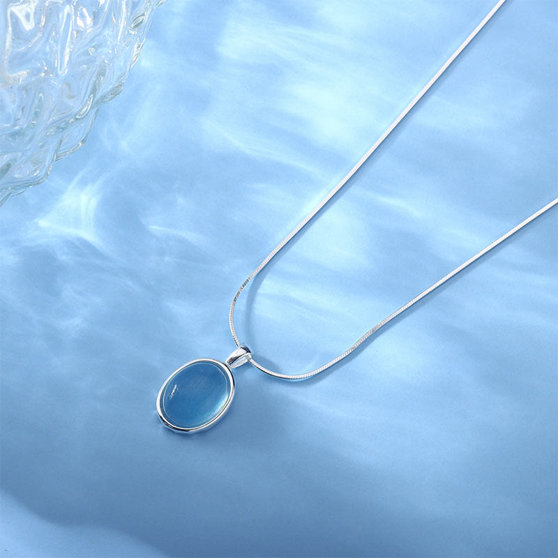 Authentic Sterling Silver Aquamarine Necklace for Peace